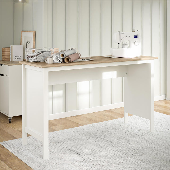Durable 70" Workbench for Laundry Room -  Weathered Oak
