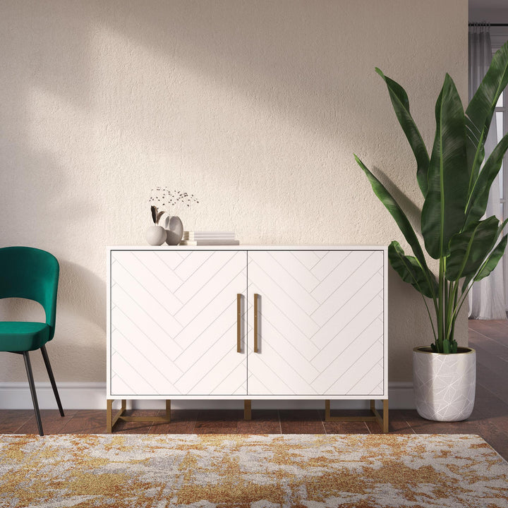 Herringbone console table -  White