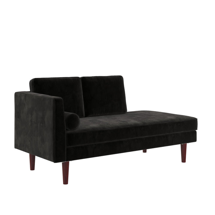 Nola Mid Century Daybed with Velvet Upholstery -  Black