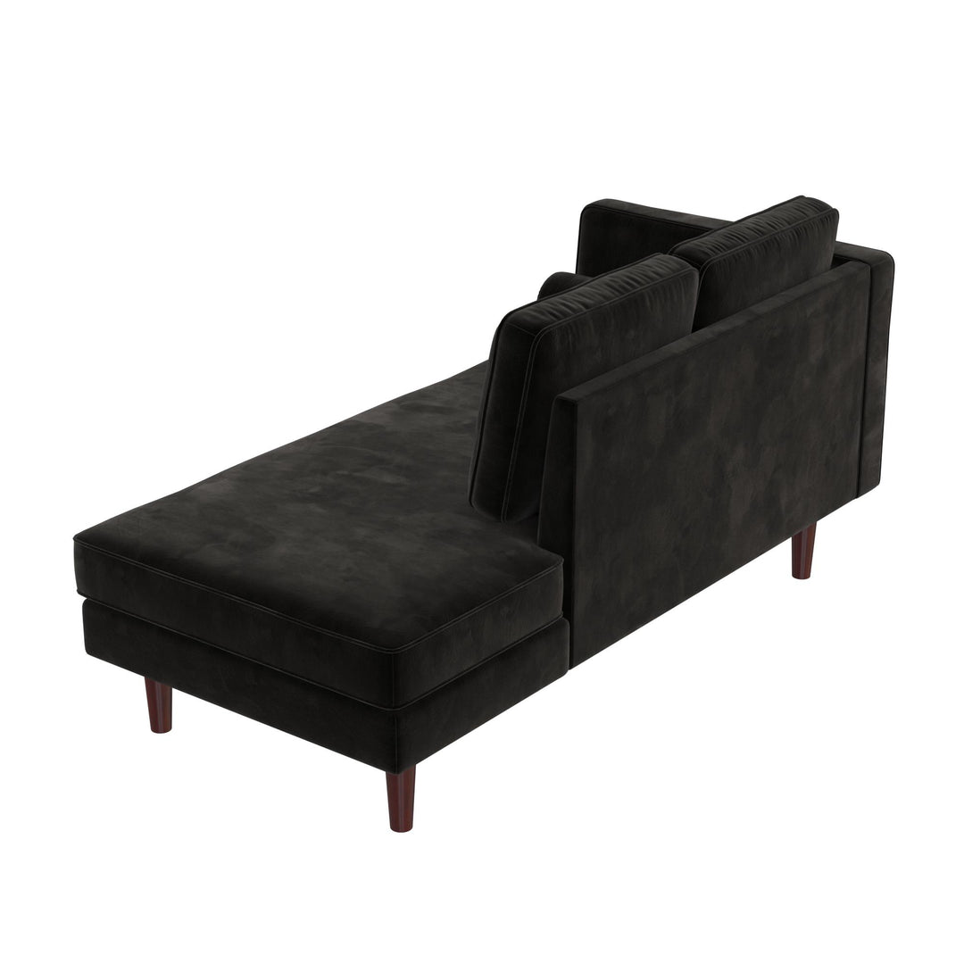 Modern Daybed/Chaise with Nola Velvet Upholstery -  Black