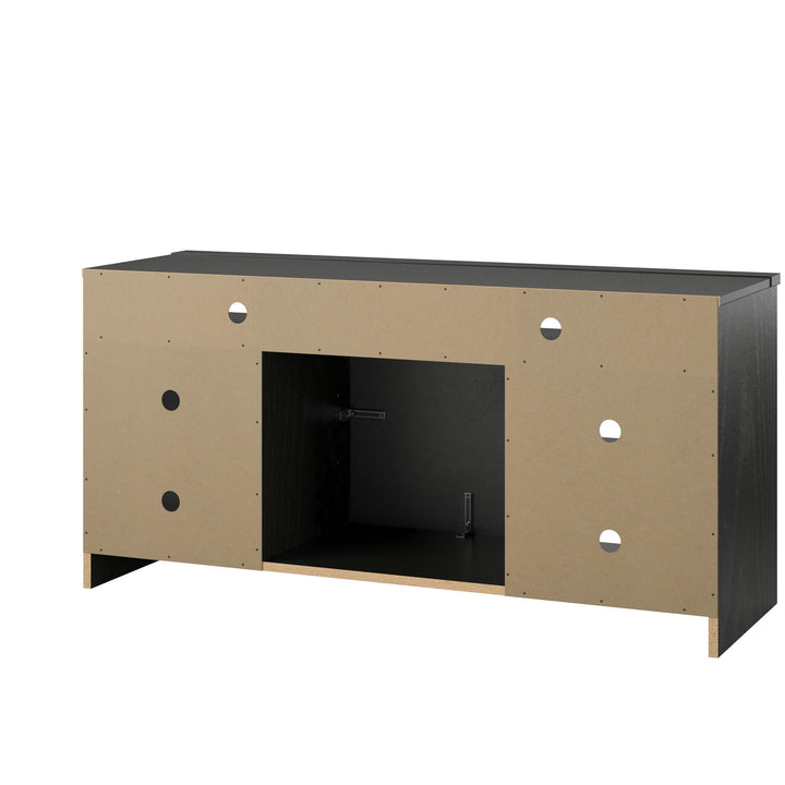 Spacious TV Stand with Electric Fireplace for Living Room -  Black Oak