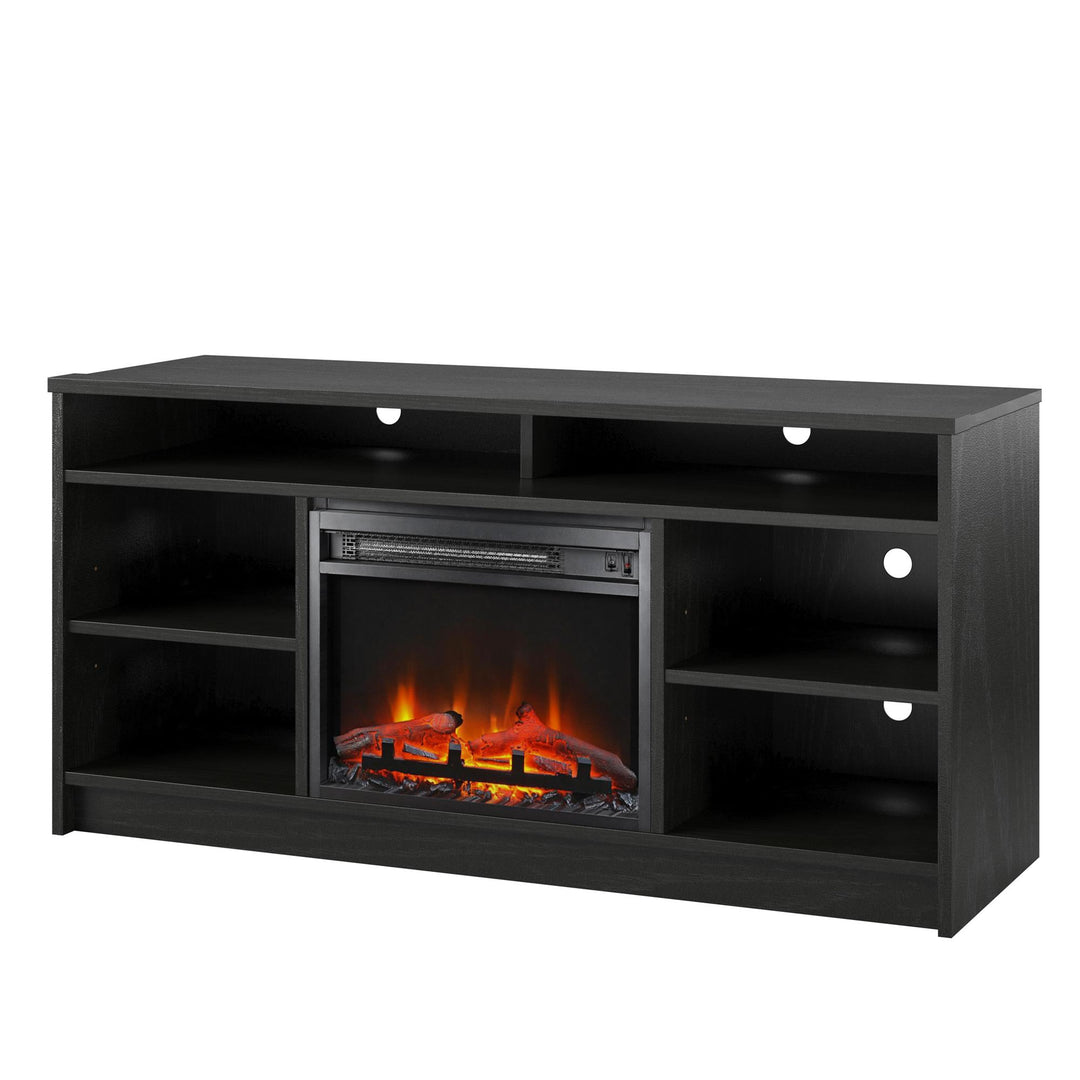 Easy to Assemble 55 Inch TV Stand with Fireplace -  Black Oak