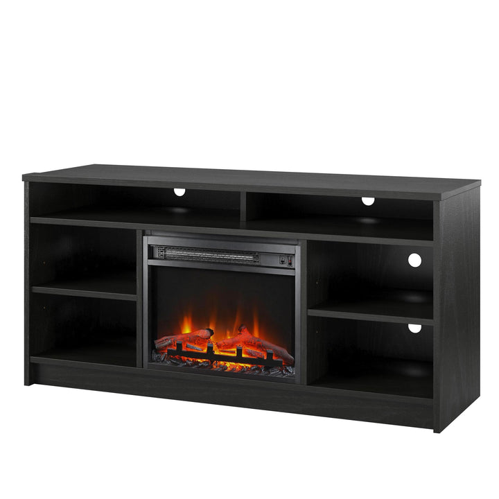 Easy to Assemble 55 Inch TV Stand with Fireplace -  Black Oak