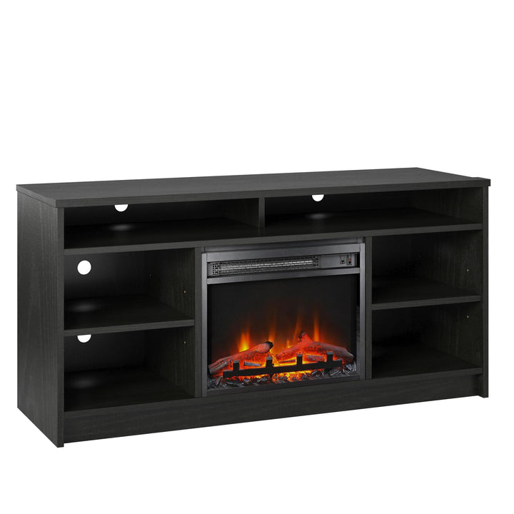 Durable and Stylish Hendrix TV Stand with 6 Shelves -  Black Oak