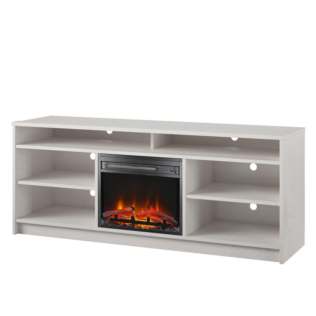 tv stand with electric fireplace - Ivory Oak