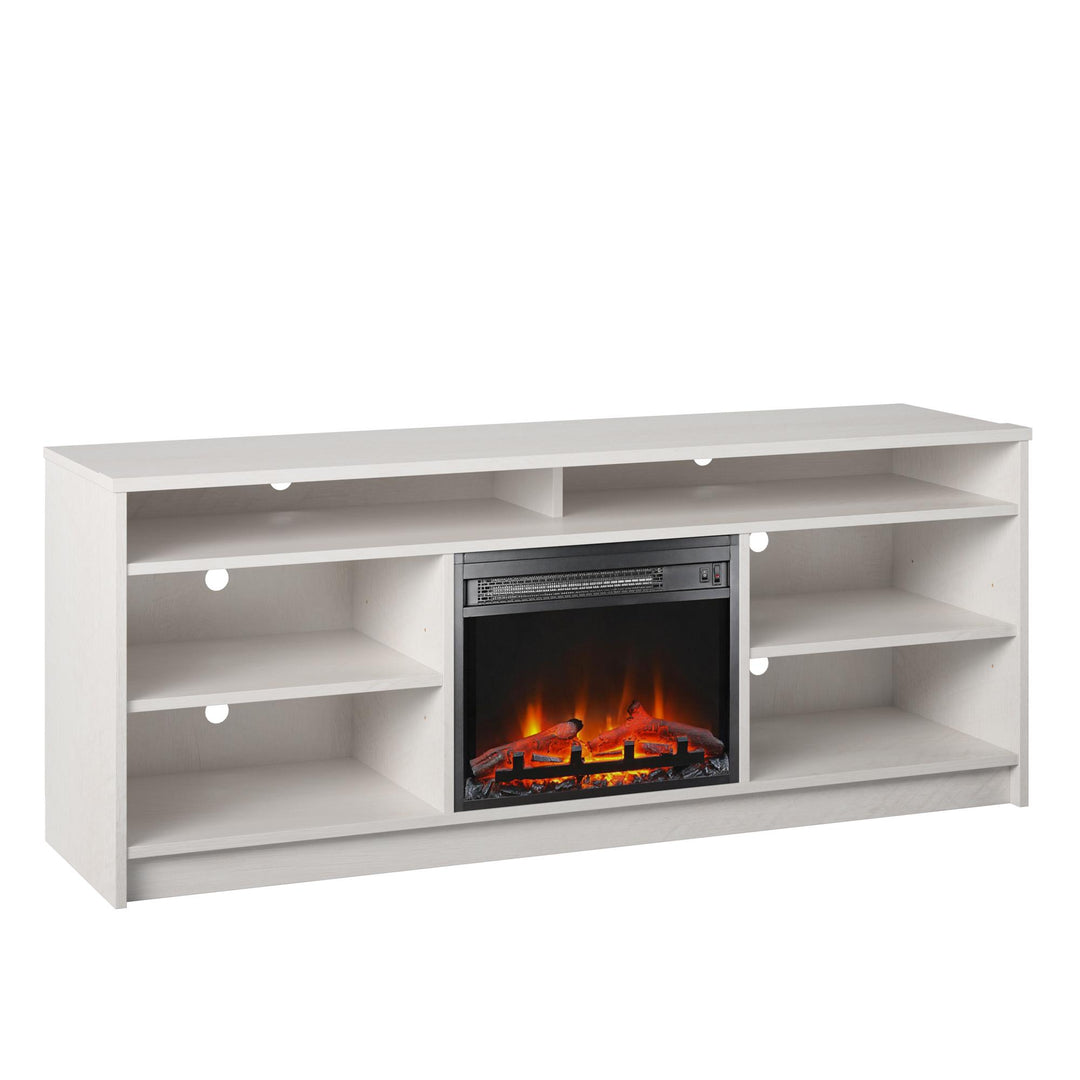 electric fireplace stand with 6 shelves - Ivory Oak