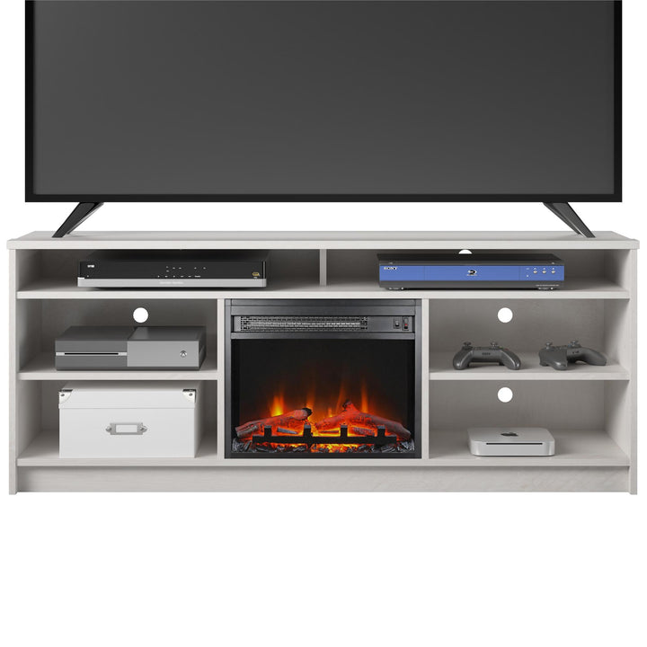 fireplace 65 tv stand - Ivory Oak