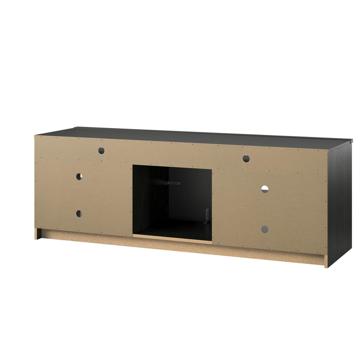 Spacious TV Stand with Electric Fireplace for Living Room -  Black Oak