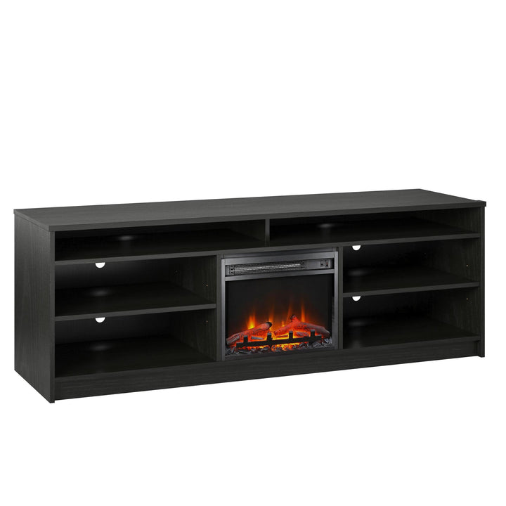 Durable and Stylish Hendrix TV Stand with 6 Shelves -  Black Oak