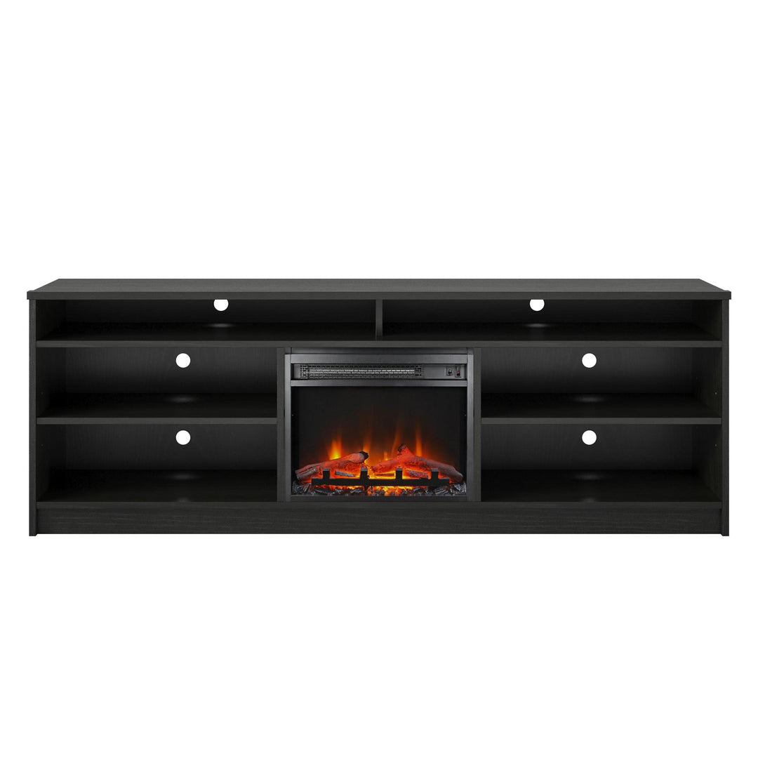 Easy to Assemble 75 Inch TV Stand with Fireplace -  Black Oak