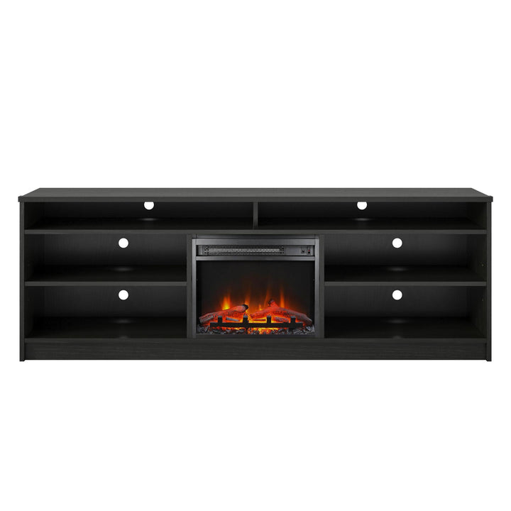 Easy to Assemble 75 Inch TV Stand with Fireplace -  Black Oak