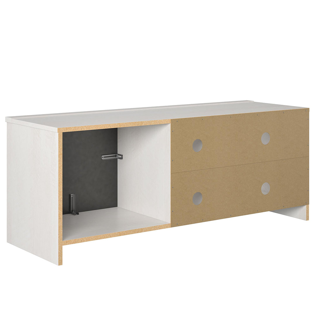 Modern Design Asymmetrical TV Stand -  Ivory Oak