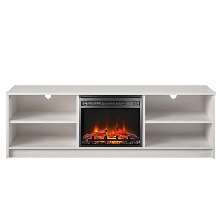 Electric Fireplace TV Stand with Shelves -  Ivory Oak