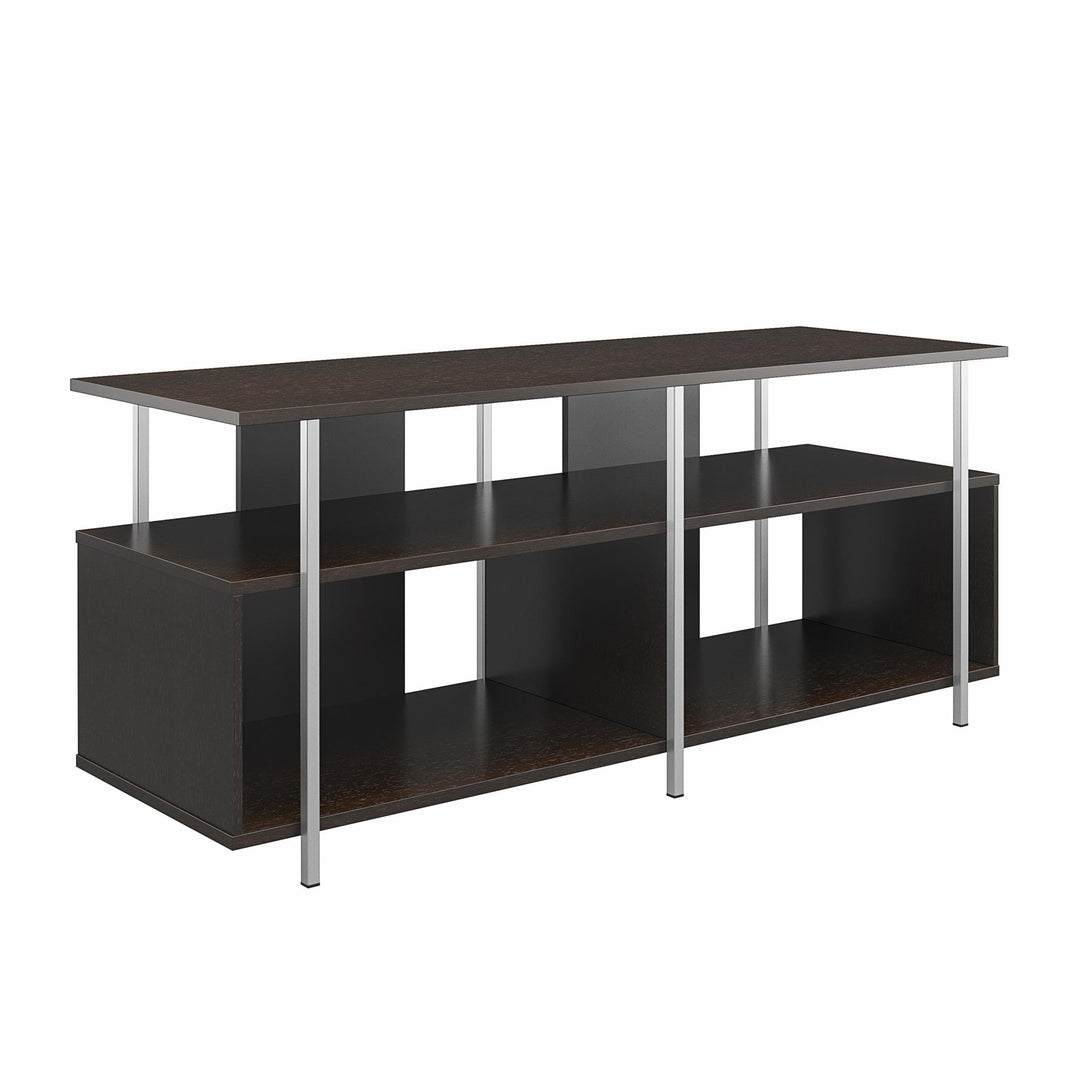Alonso Mixed Media TV Stand with 4 Open Shelves for TVs up to 69 Inches - Espresso
