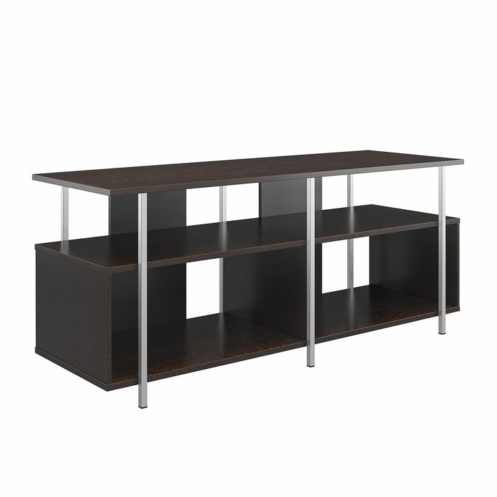 Alonso Mixed Media TV Stand with 4 Open Shelves for TVs up to 69 Inches - Espresso
