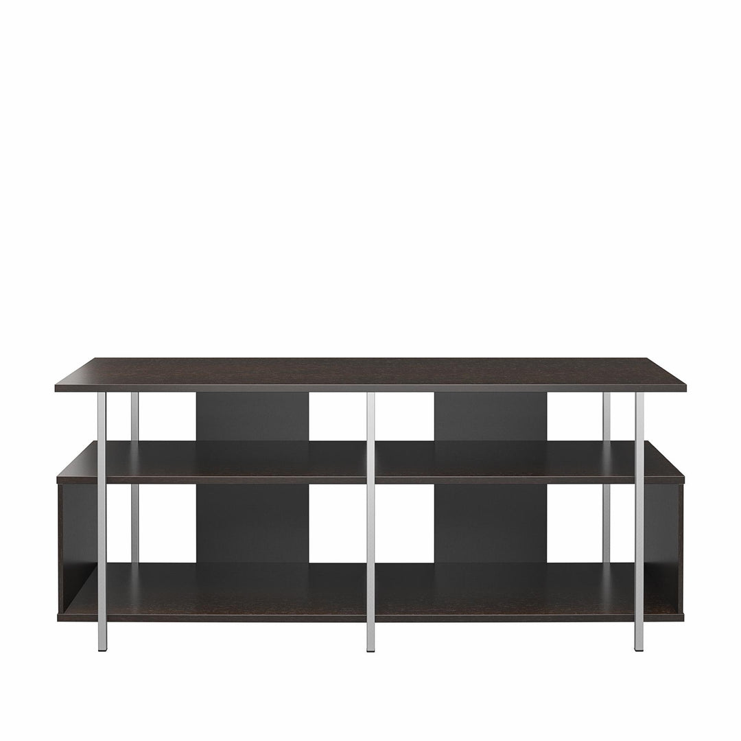 Alonso Mixed Media TV Stand with 4 Open Shelves for TVs up to 69 Inches - Espresso