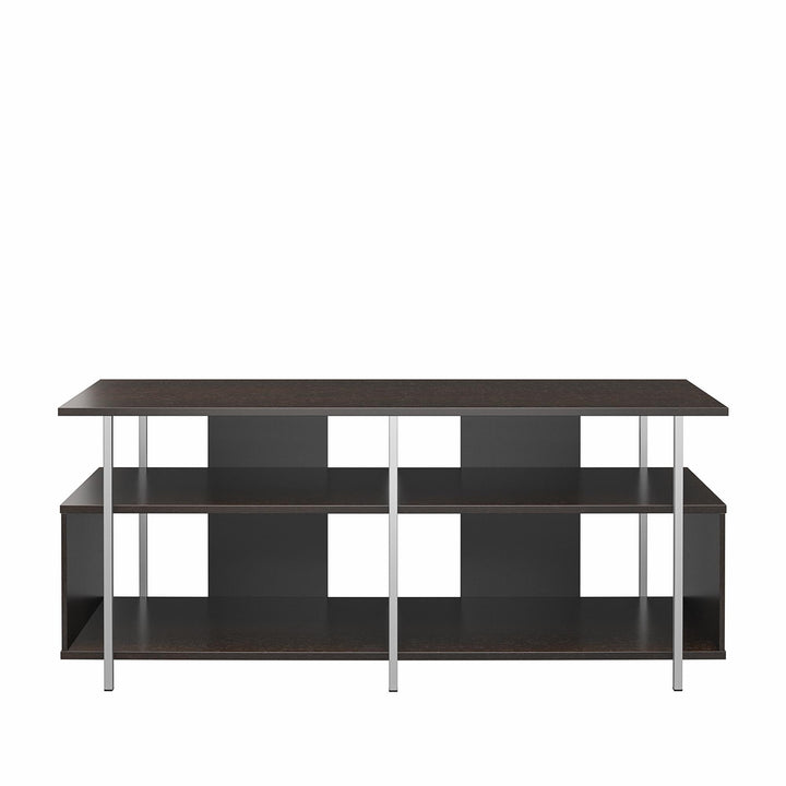 Alonso Mixed Media TV Stand with 4 Open Shelves for TVs up to 69 Inches - Espresso
