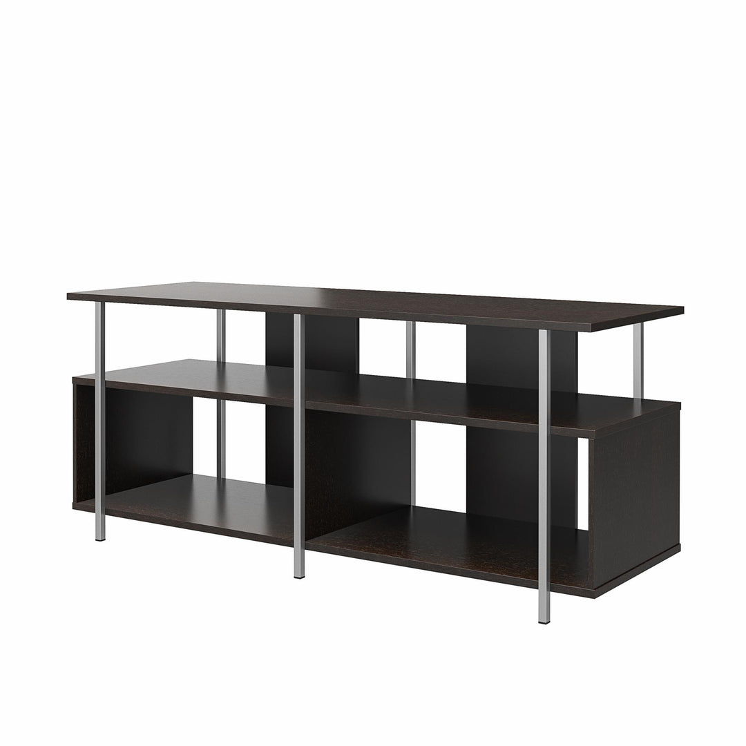 Alonso Mixed Media TV Stand with 4 Open Shelves for TVs up to 69 Inches - Espresso