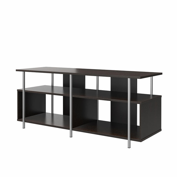 Alonso Mixed Media TV Stand with 4 Open Shelves for TVs up to 69 Inches - Espresso