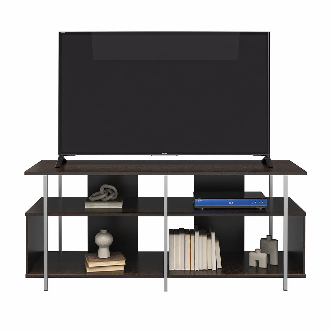 Alonso Mixed Media TV Stand with 4 Open Shelves for TVs up to 69 Inches  -  Espresso