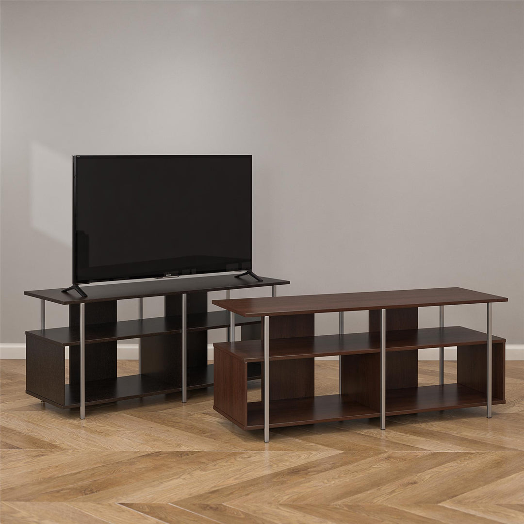 Alonso Mixed Media TV Stand with 4 Open Shelves for TVs up to 69 Inches - Espresso