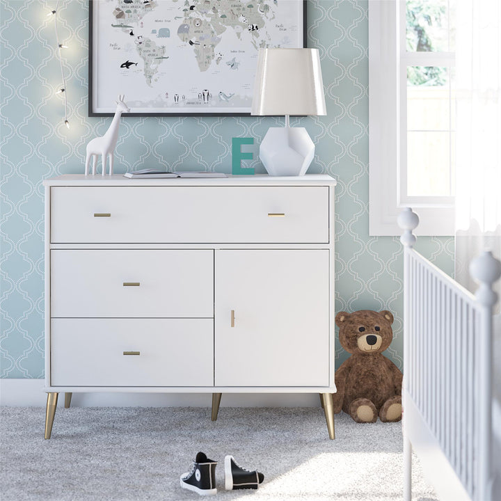 3 Drawer 1 Door Convertible Dresser -  White