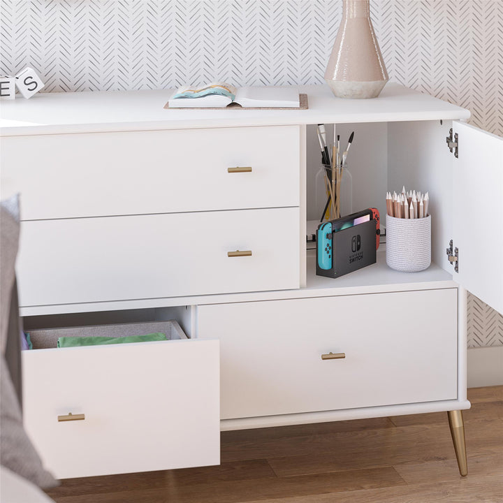 Convertible Dresser with Asymmetrical Design -  White