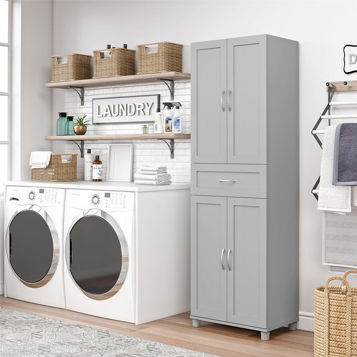 tall storage cabinet with drawers - Dove Gray