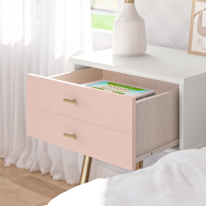 Functional 1 Drawer Nightstand -  Pale Pink