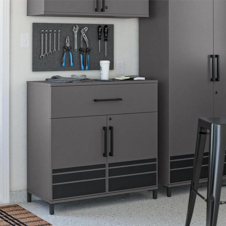 2 door cabinet with drawer -  Graphite