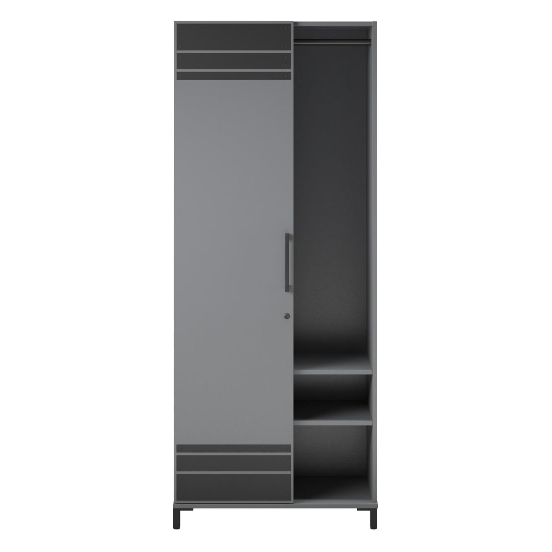 Shelby Tall Garage Cabinet with 1 Door & Hanging Rod - Graphite