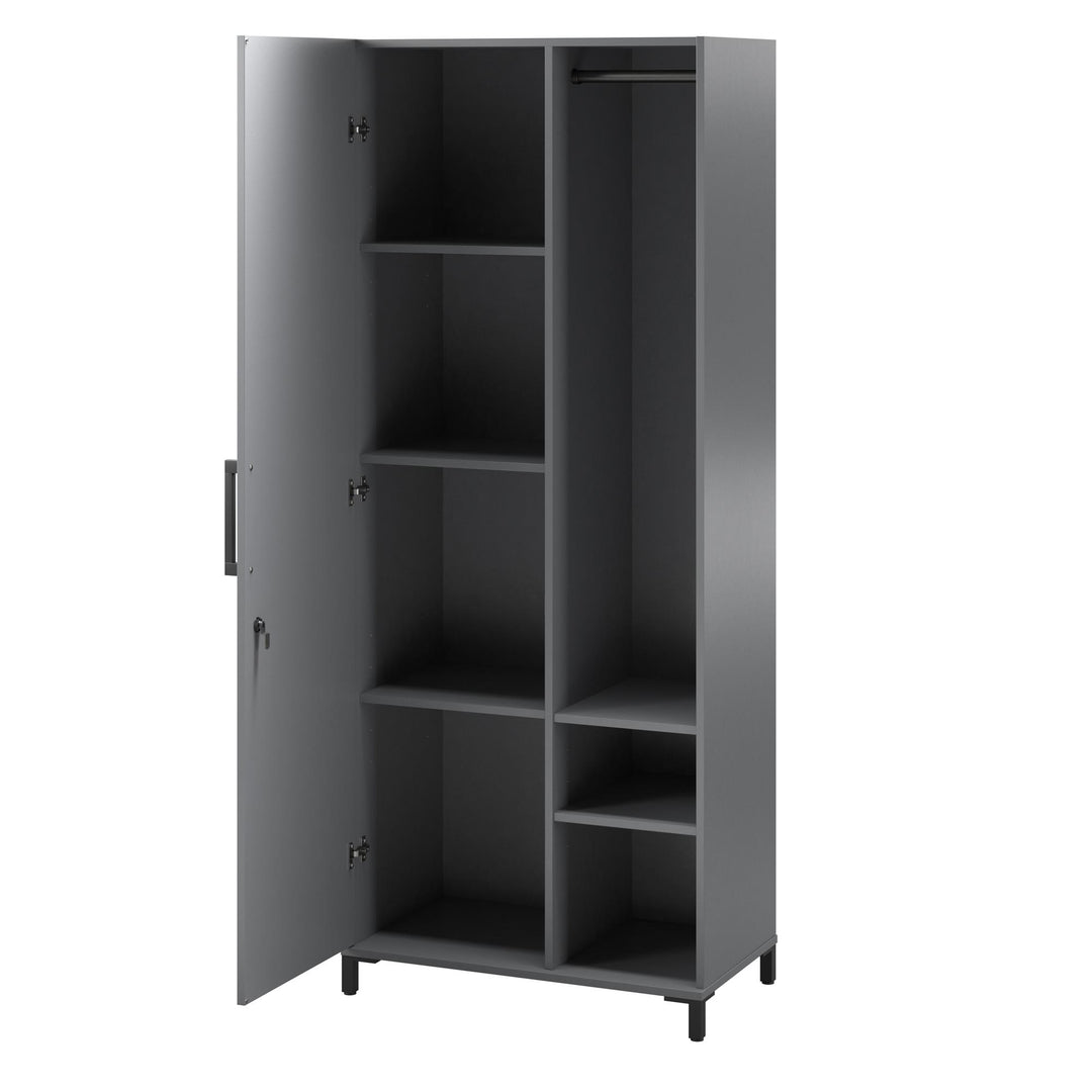 Shelby Tall Garage Cabinet with 1 Door & Hanging Rod - Graphite