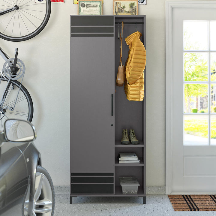 Shelby Tall Garage Cabinet with 1 Door & Hanging Rod - Graphite