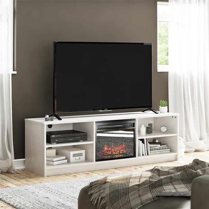 Noble Design TV Stand with Fireplace -  Ivory Oak