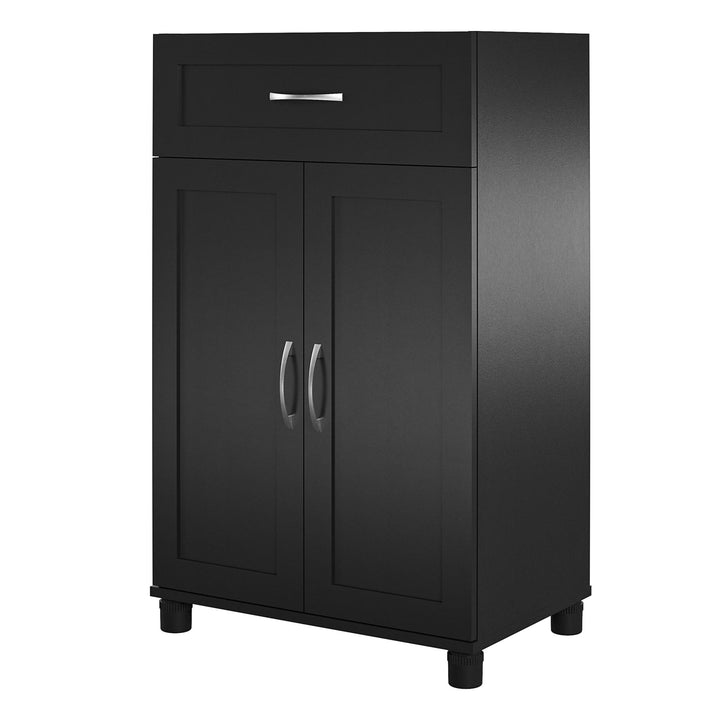 2 door storage cabinet with drawer - Black