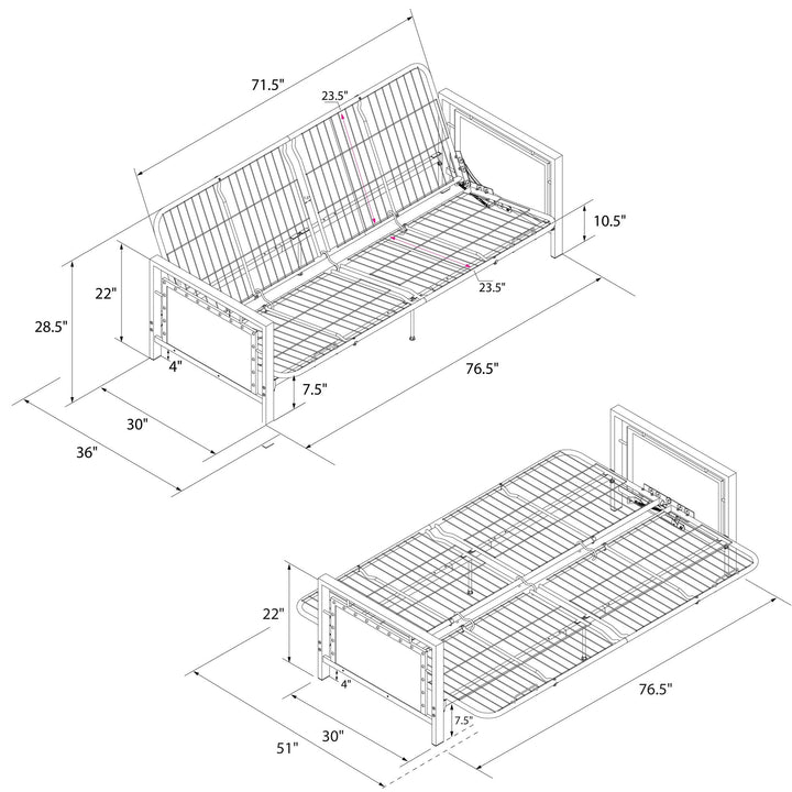 Best durable Henley metal futon -  Black
