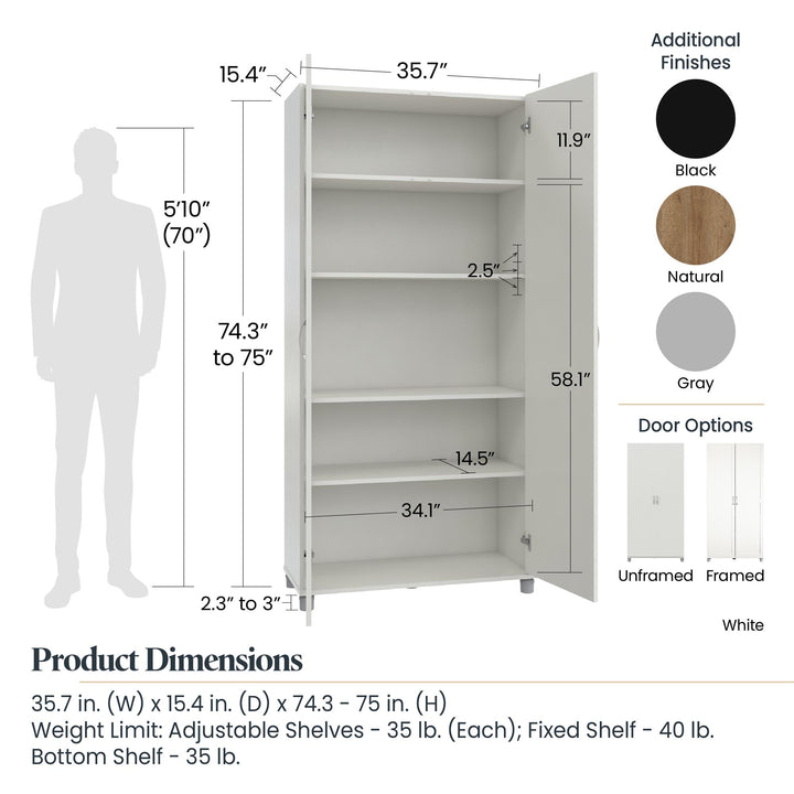 36 inch tall 2 door cabinet - White