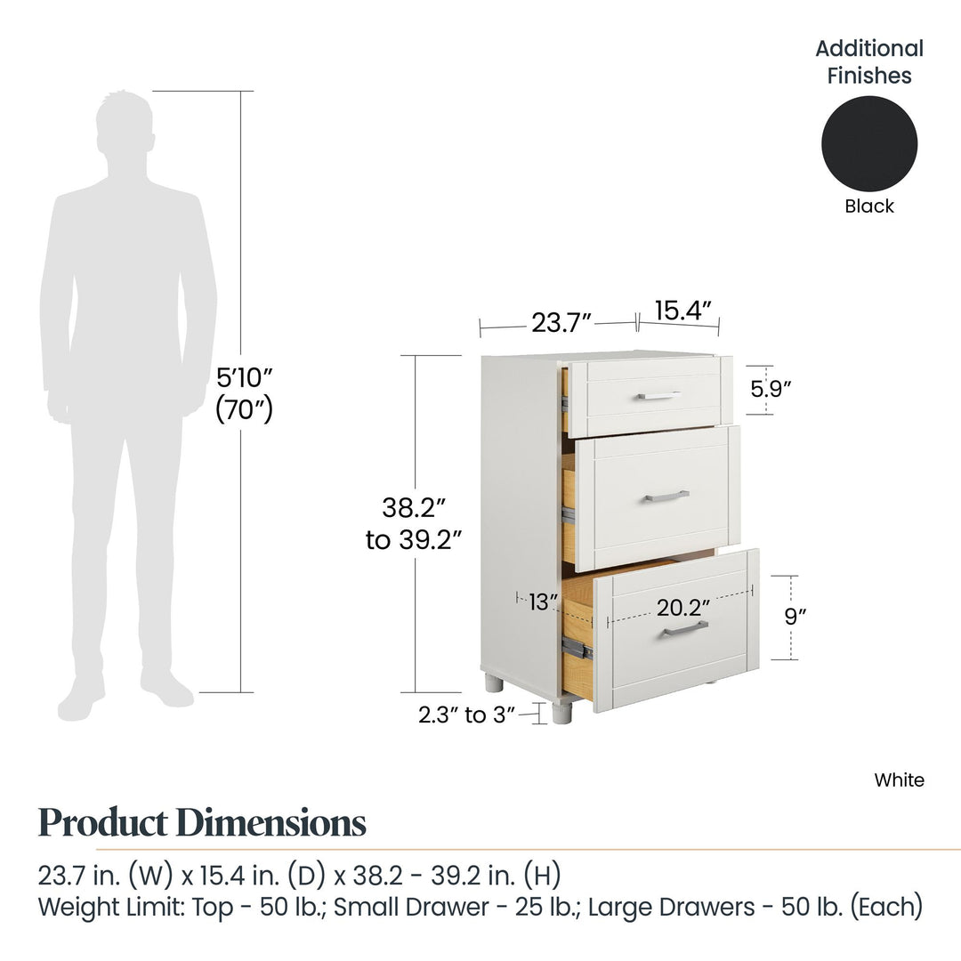 Drawer storage with leg adjusters -  Black
