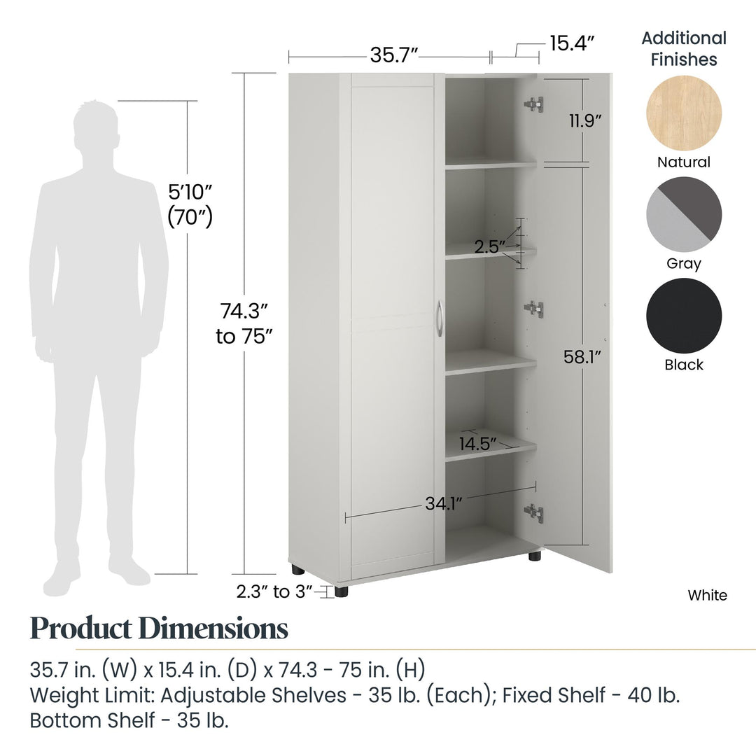Callahan 36 Inch Multipurpose Utility Storage Cabinet - White