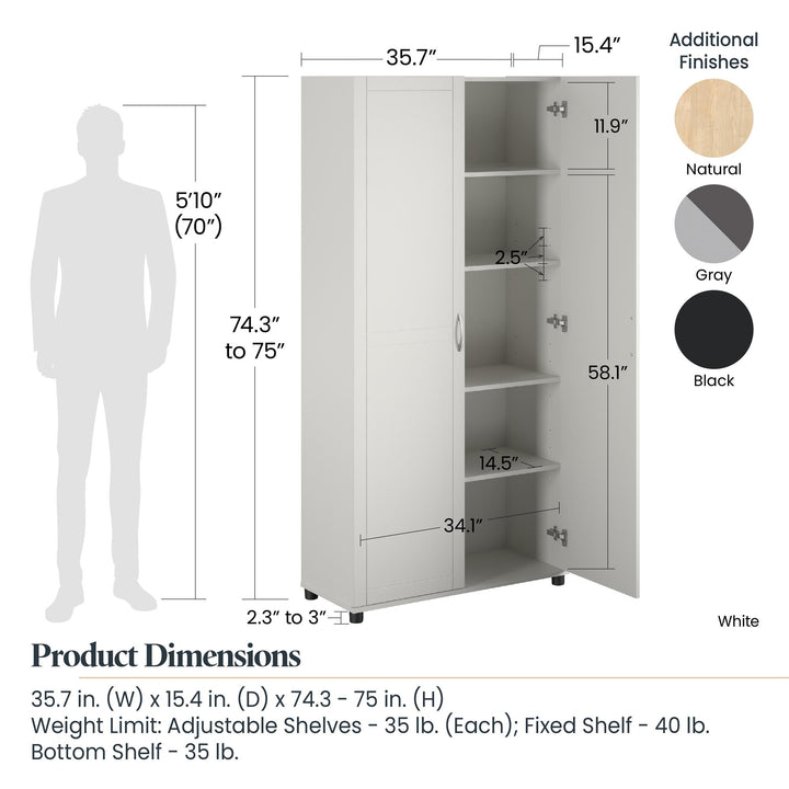 Callahan 36 Inch Multipurpose Utility Storage Cabinet - White