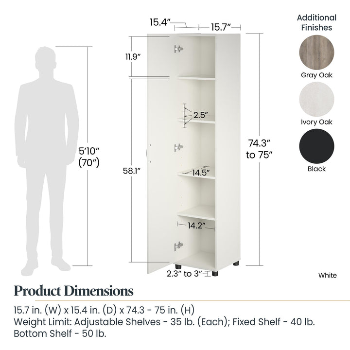 Callahan 16 Inch Multipurpose Utility Storage Cabinet - White