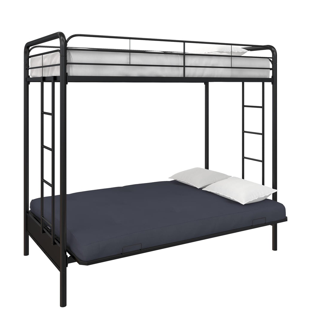 Sammie Twin Bunk Bed with Guardrails -  Black  - Twin-Over-Futon