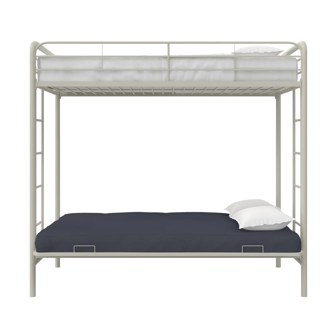 Sammie Twin Bunk Bed with Guardrails -  White  - Twin-Over-Futon