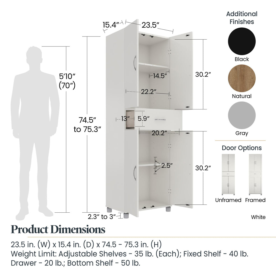 Adjustable shelved closed storage cabinet - Black