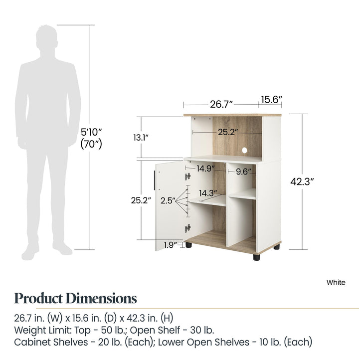 Whitmore Multipurpose Stand with 5 Shelves -  White