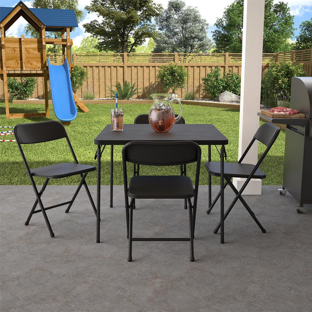 indoor Centerfold Table & Chair Dining Set - Black - 5 Piece