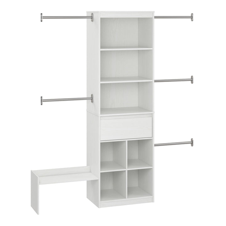 Grow with Me Adjustable Closet Organizer System with Adjustable Poles - White