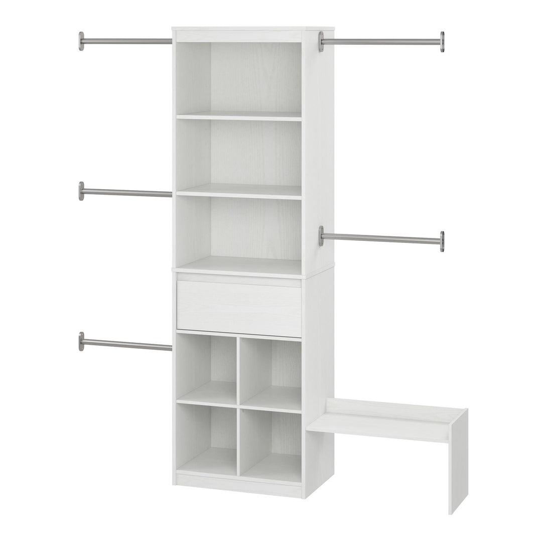 Grow with Me Adjustable Closet Organizer System with Adjustable Poles - White