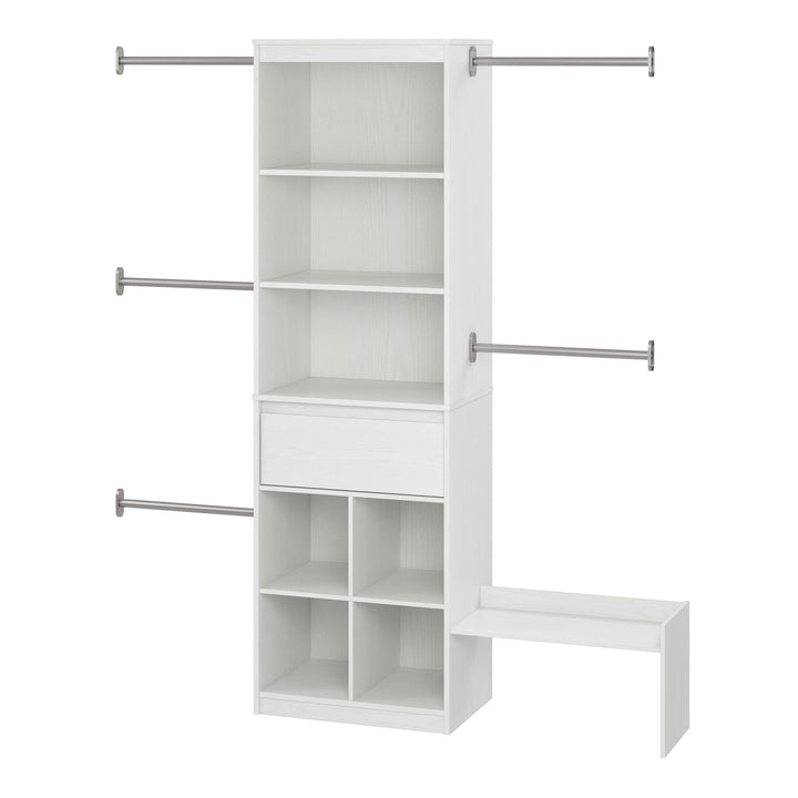 Grow with Me Adjustable Closet Organizer System with Adjustable Poles - White