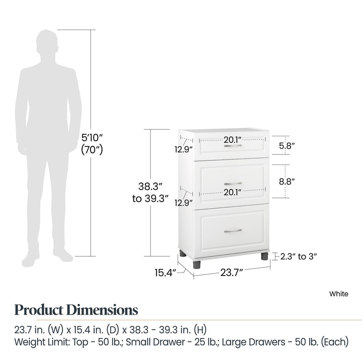 Organize in style with Kendall 3 drawer cabinet -  White